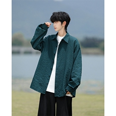 8XL-M泡泡纱盐缩肌理长袖衬衫男夏季冰丝外套防晒衬衣CS29007P40，男装衬衫，电商B312