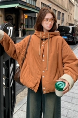 新款橘色连帽棉衣2C007-195-P185-K278，女装棉衣/棉服，2C007