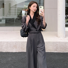 拼接小西装2024年春秋季新款裤腿西裤两件套款号A9810-P165-K228，女装西装，浙宝305