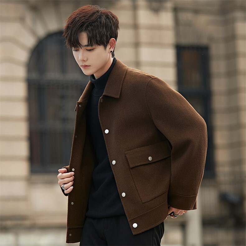 2025新款男士冬季短款时尚羊毛呢子夹克潮流外套上衣C715-P270，男装毛呢大衣，电商A355（原A415）