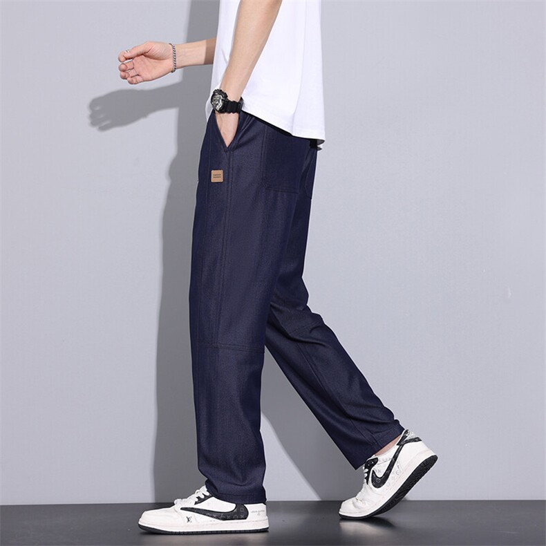 男士夏日轻薄裤子休闲长裤夏季冰丝高级感直筒垂感拖地裤H506-P45,男装牛仔裤,星座509
