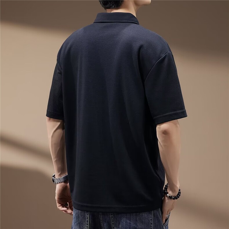 日系简约短袖Polo衫男夏季潮流胖子加肥加大码宽松休闲翻领t恤衫,男装T恤,星座1210-1
