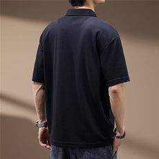 日系简约短袖Polo衫男夏季潮流胖子加肥加大码宽松休闲翻领t恤衫，男装T恤，星座1210-1