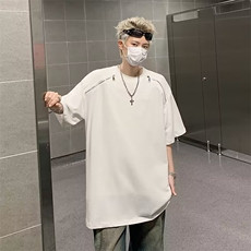 夏季男圆领拉链纯棉短袖T恤LT37P33，男装T恤，星座1116-2