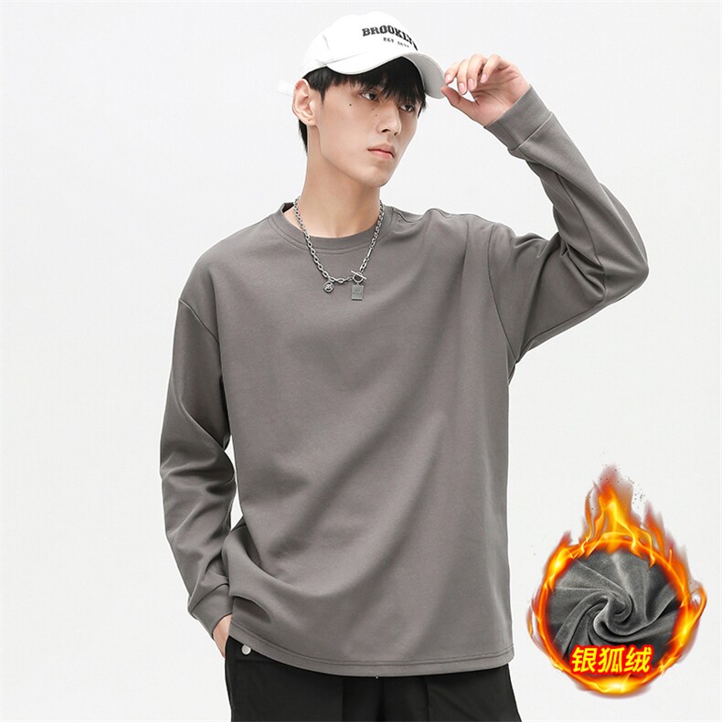 新款加绒加厚纯色潮流韩版宽松圆领休闲卫衣EY-3658JR-P50,男装卫衣,电商B306