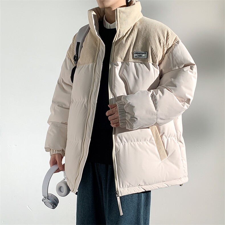 冬季青少年灯芯绒立领拼接外套休闲百搭面包服棉服5302-P78,男装棉衣,电商B306