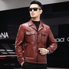 XC2109新款2021真皮机车头层牛皮修身皮夹克男士外套皮衣翻领P580,男装夹克,电商B360A（原721A）