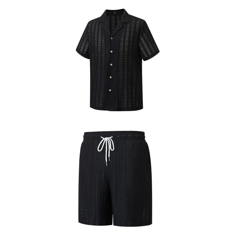 春夏针织肌理几何图形短袖休闲运动套装XZ402-2-TZ279批55(S-XXL)，男装T恤，星座402-2