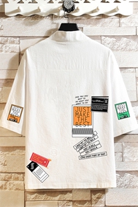 HF59121-P40风汉服男开衫外套七分袖道袍 砖墙挂拍图片