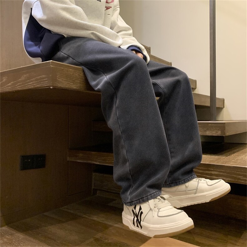 冬季加绒牛仔裤男直筒加厚休闲裤裤子A080-9291-常规P35加绒P45,男装牛仔裤,电商A080
