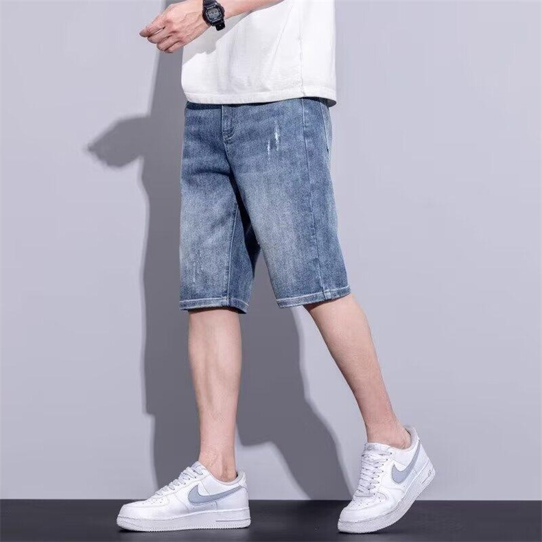 原宿潮流日系夏季薄款五分裤男宽松直筒休闲文艺流行无品牌新款,男装牛仔裤,星座218-1（原230）