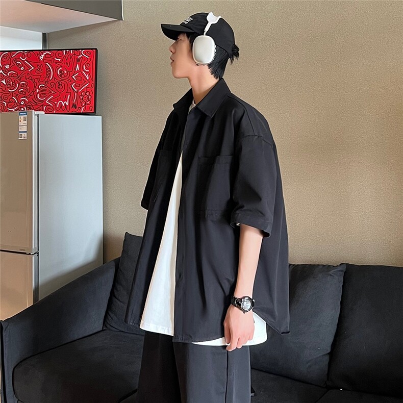 A450-YF6001-P70控价98美式复古工装短袖衬衫外套，男装衬衫，电商A450