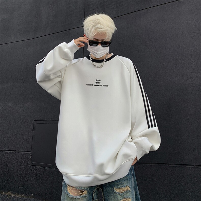 抖音得物供货提供视频秋冬重磅美式宽松织带圆领卫衣0311,男装卫衣,电商A486