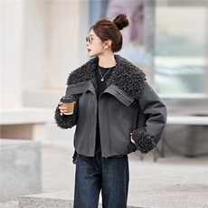 现货！现货！冬季新款女装2025年时尚气质休闲加厚羊羔毛外套，女装派克服，涵墨