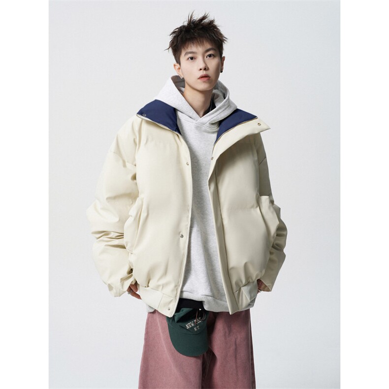 主推款美式复古拼色立领皮棉衣222-2-M902-P95，男装棉衣，星座222-2（原202-8）