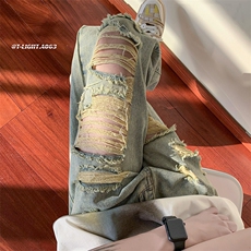 2026夏季美式高街破洞直筒牛仔裤货号K688P55，男装牛仔裤，电商A063