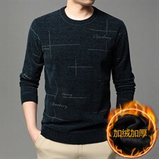 秋冬季中年男士加绒加厚圆领针织毛衣爸爸装外套上衣HPNM182-P70,男装针织衫/毛衣,电商B212（原钱塘6029）