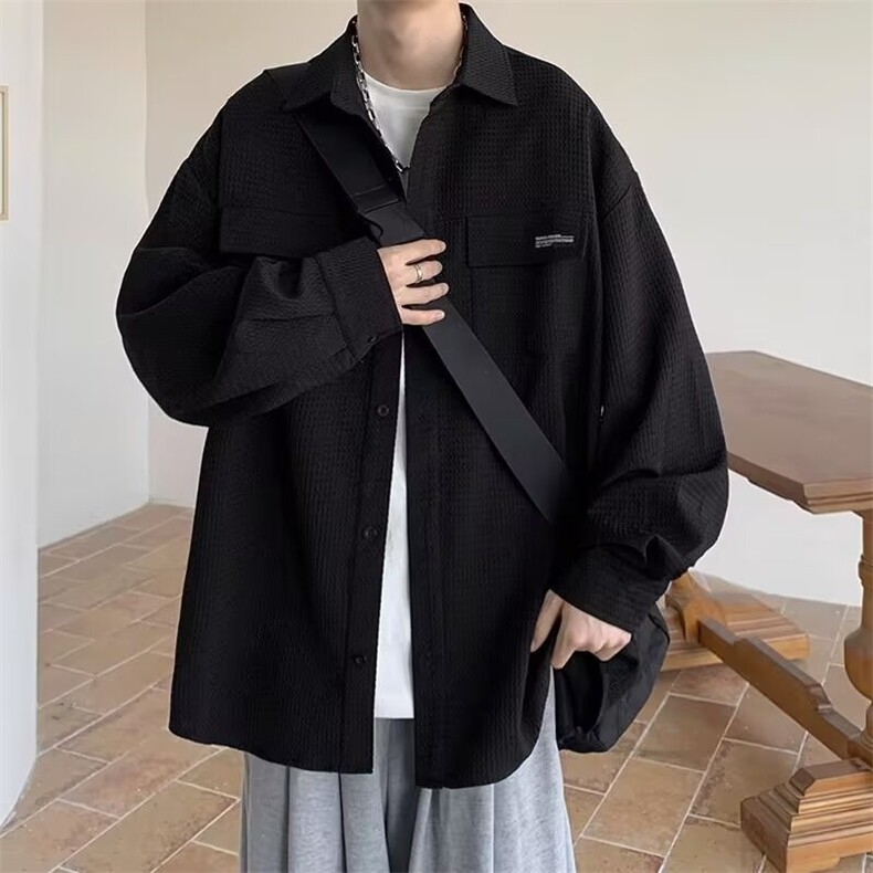 美式长袖衬衫外套男春秋季韩版百搭休闲衬衣宽松上衣服104/P38,男装衬衫,星座506