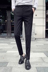 A450-ZD90 春夏英伦条纹休闲西裤长裤发型师图片