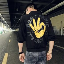 CS26P48黑色2021夏装精神小伙印花七分袖男装修身衬衫，男装衬衫，星座102A（原电商D309-1）