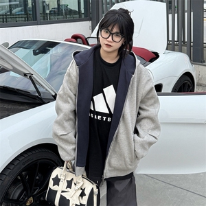 抖音得物高品质二开 26春装美式重磅宽松结构双面连帽卫衣外套W68图片
