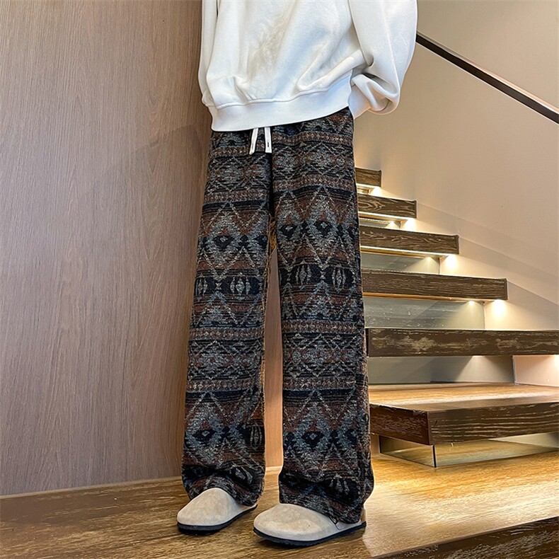 8XL-M羊羔绒裤子男冬季加绒加厚民族风重磅针织棉裤大码KZ023P78,男装休闲裤,电商B312