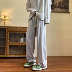 秋季垂感阔腿拖地裤男生美式直筒宽松百搭编织抽绳卫裤K4510-P30，男装休闲裤，星座512-2