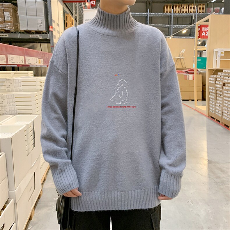 M18140-P45加绒款-P65半高领毛衣男士大码针织衫男毛线衣男,男装针织衫/毛衣,电商A040
