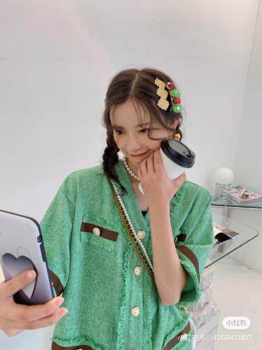 绿色粗纺中长连衣裙，女装连衣裙，YOUER DENG