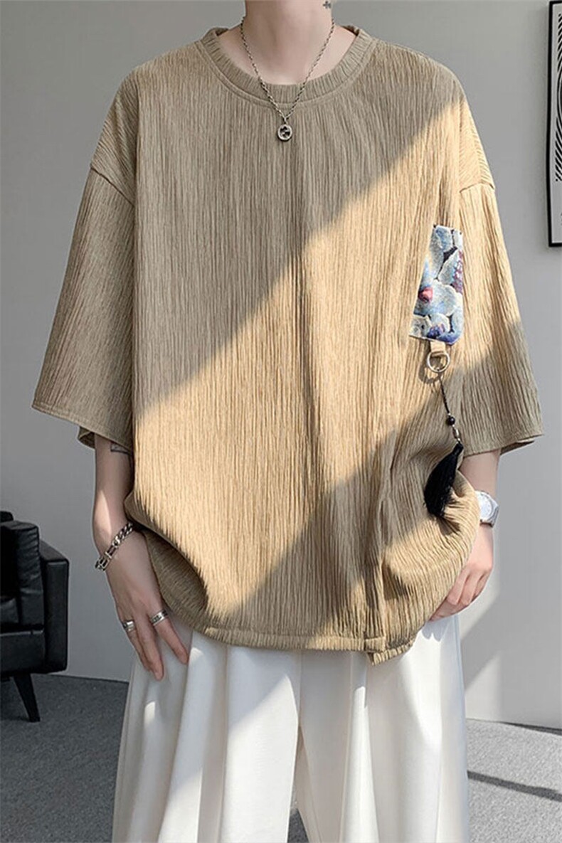 T10121-特批30控58百搭小熊吊坠冰丝短袖T恤夏季新款高品质大码,男装T恤,电商A059