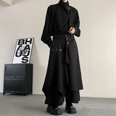 咖啡色中式叠穿西裤休闲裤中式复古九分裤男女无性别百搭，男装西裤，星座909