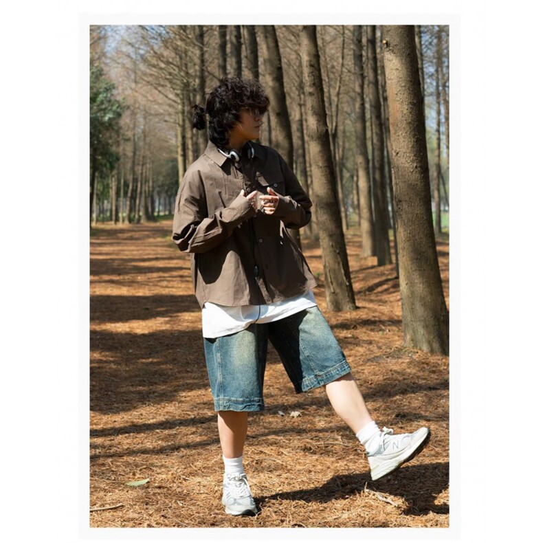 日系复古美式春秋cleanfit简约条纹长袖衬衫男宽松衬衣外,男装衬衫,星座506A