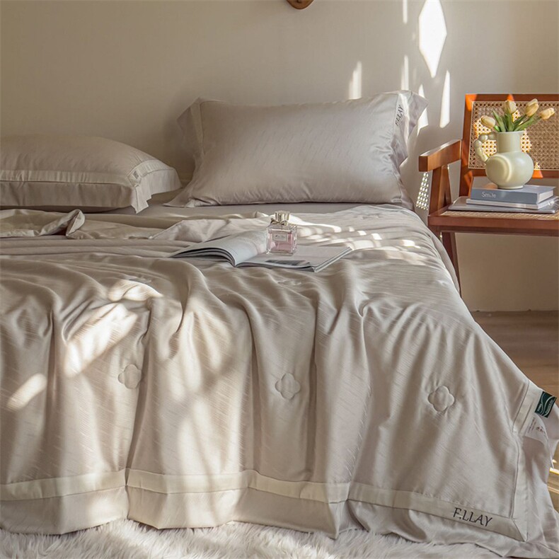 新款异彩丝提花轻奢风夏被-芙蕾，被套/被芯，一起卖家纺