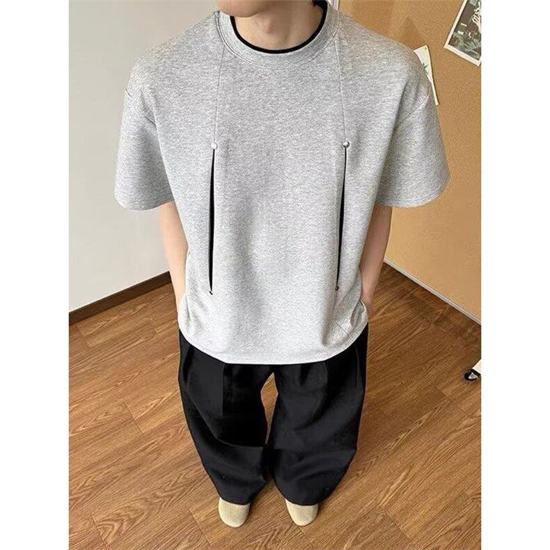 夏季新款男装潮牌设计感撞色拼接短袖T恤时尚气质百搭男上衣T63,男装T恤,星座1116A（原606A-3）
