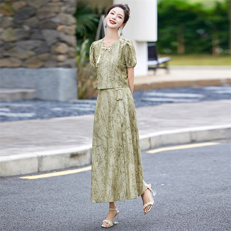 2024夏季新款优雅复古气质连衣裙套装,女装套装/套裙,来米儿