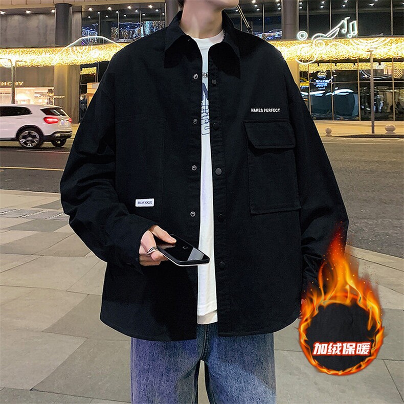 冬季加绒男士衬衫外套青少年加厚宽松工装夹克上衣,男装夹克,星座1206（原A206）