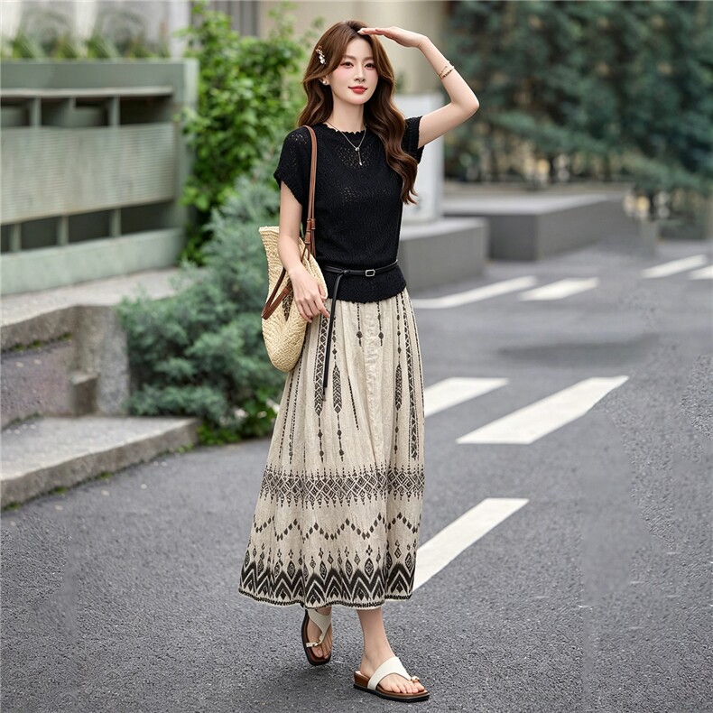 现货2026年夏季法式新款连衣裙配腰带气质淑女BAO款两件套装,女装套装/套裙,依如秀(原杭风阁)