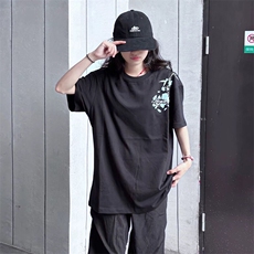 万针全刺绣解构设计260克重磅双纱纯棉高品质美式高街短袖T恤特35，男装T恤，电商A486-1