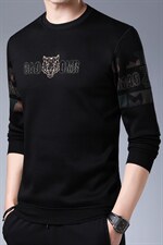 卫衣男2023秋季新款中年商务休闲印花上衣男士加绒宽松免烫打底衫，男装卫衣，电商B212（原钱塘6029）