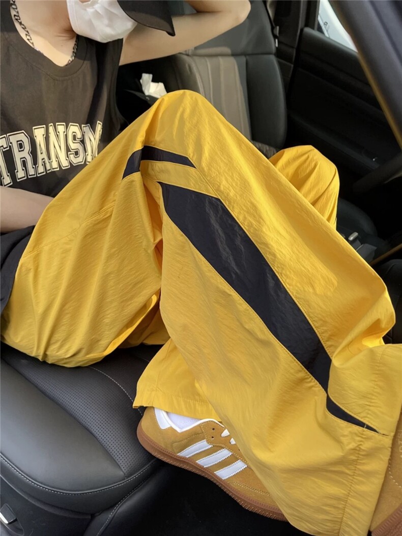彩色多巴胺三条杠口袋工装裤男女百搭美拉德运动休闲长裤薄款阔腿,男装工装外套,四季星座505