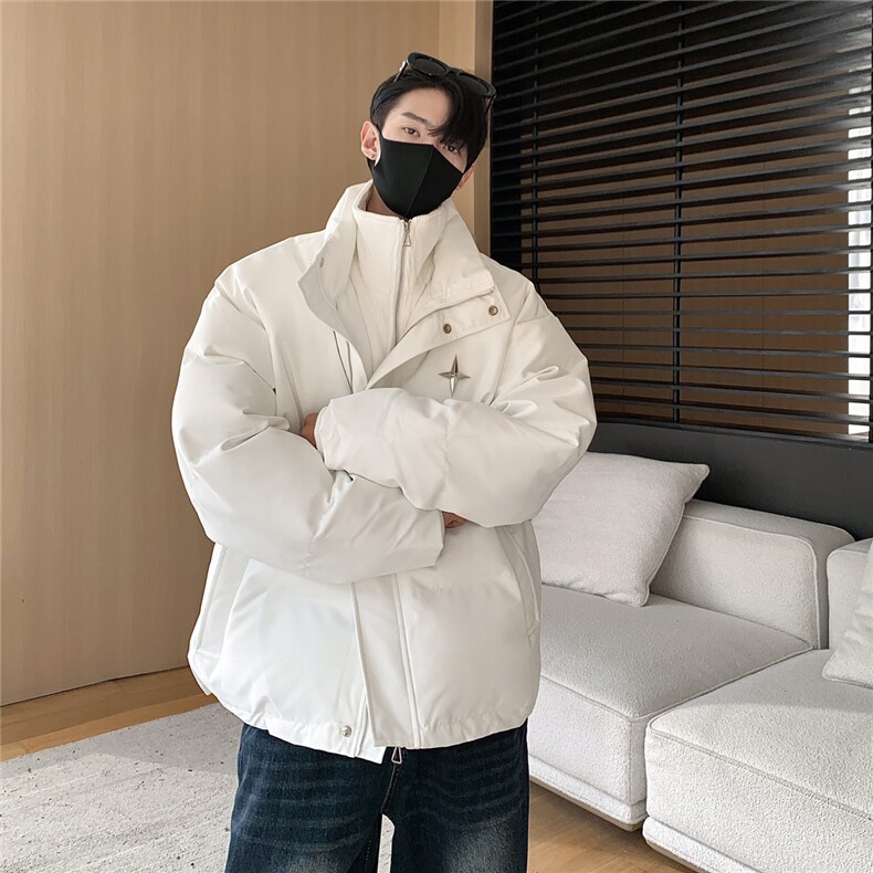 23冬装新款美式假两件四角星棉服情侣棉衣面包服外套男D331P138,男装棉衣,电商A335-1（原A458）
