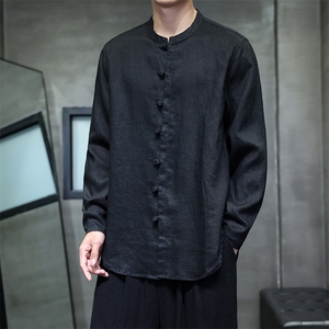 风高品质 纯亚麻手工盘扣长袖衬衫 xz815-8619p110图片