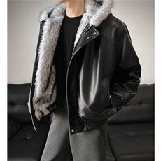 荔枝皮狼王座山雕棉服全毛连帽加厚夹克外套男H1172特P120，男装夹克，电商A341