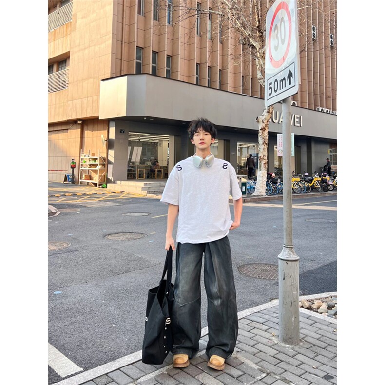 网图有货美式街头刺绣字母短袖T恤男女宽松百搭夏季短袖A370-P35,男装T恤,星座1505