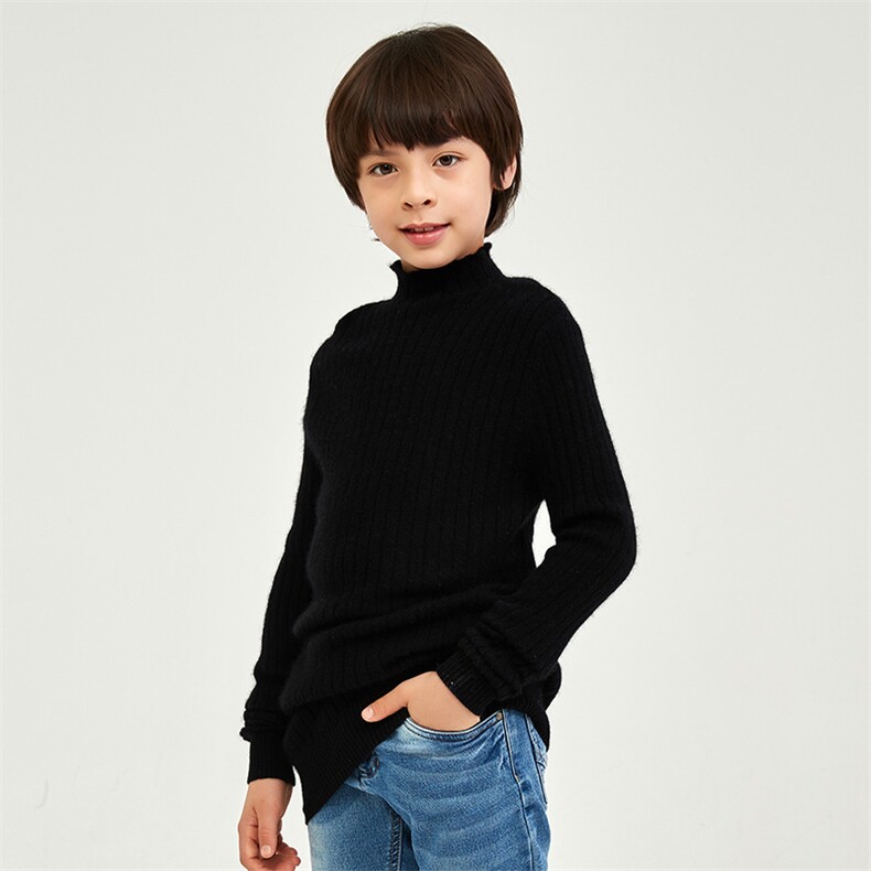 时尚百搭儿童羊毛衫简约高领保暖男女孩秋冬新款毛衣,童装儿童羊毛衫,恒业羊绒