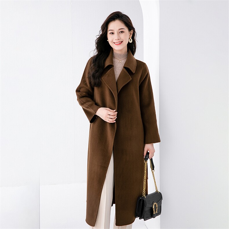 双面羊毛大衣中长款羊毛外套呢子大衣小个子保暖毛呢外套，女装毛呢外套，高哲羊绒