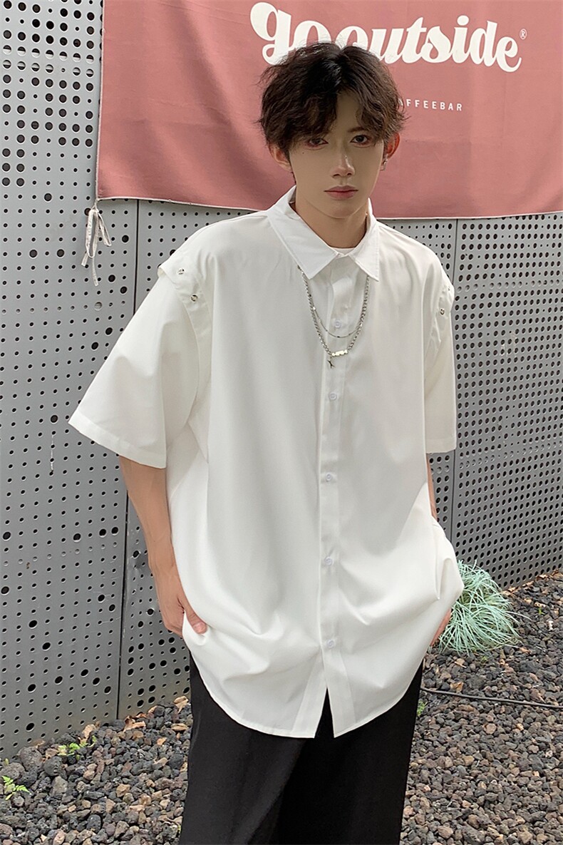 纯色衬衫抖音直播现货短情侣款冰丝衬衣DS-C323-1-7772-P38,男装衬衫,电商C323-1