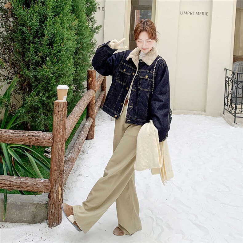 现货2D078-Y3375-P205K318牛仔羊羔毛,女装棉衣/棉服,2D078