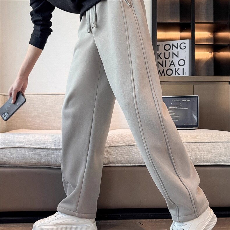 青春活力风黑色直筒休闲裤男宽松系绳运动裤2025新款弯刀裤，女装休闲裤，星座1210-1