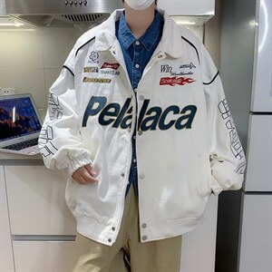 欧美高街刺绣贴标赛车服男女秋季ins休闲宽松飞行夹克WT19P60图片